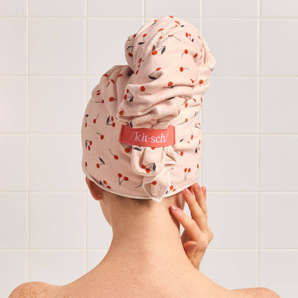 XL Hair Towel Wrap - Cherry Print