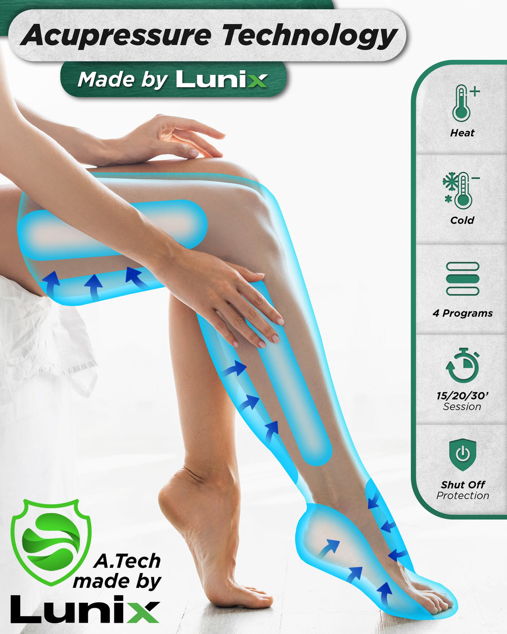 LX10 Full Leg Compression Massager, Charcoal Black