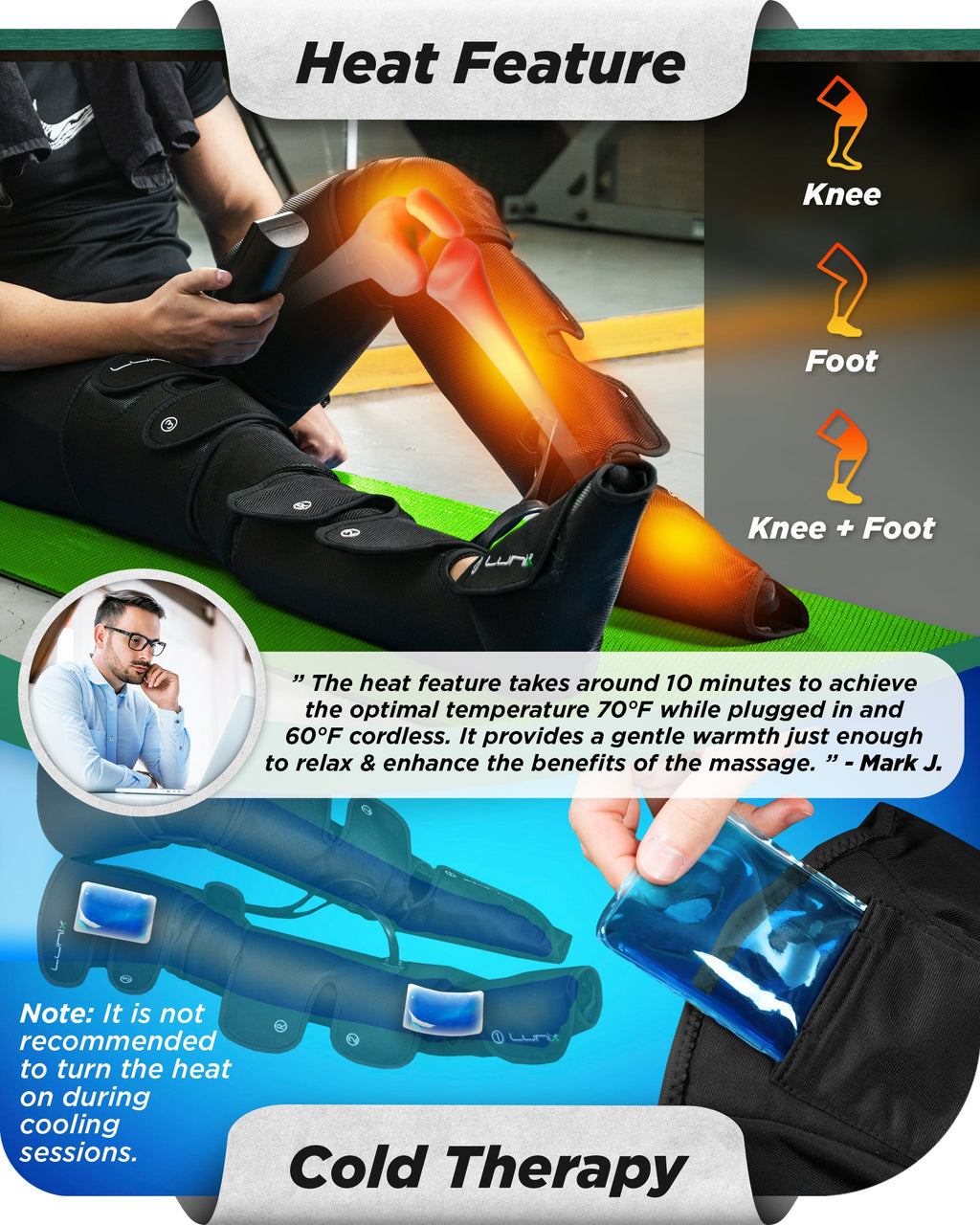 LX10 Full Leg Compression Massager, Charcoal Black