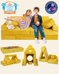 LX15 14pcs Modular Play Couch, Amber Yellow