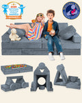 LX15 14pcs Modular Play Couch, Stone Gray