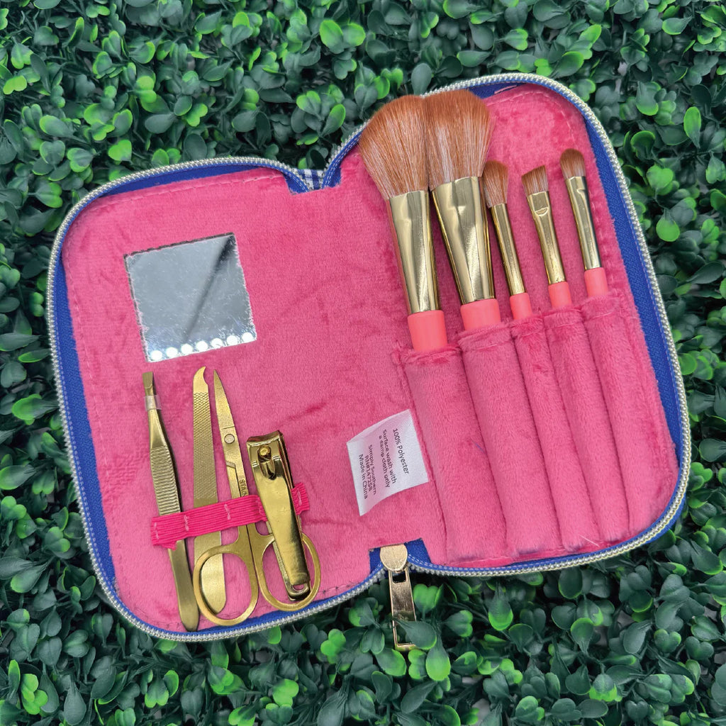 Simply Southern® Gingham Manicure and Brush Kit: Royal