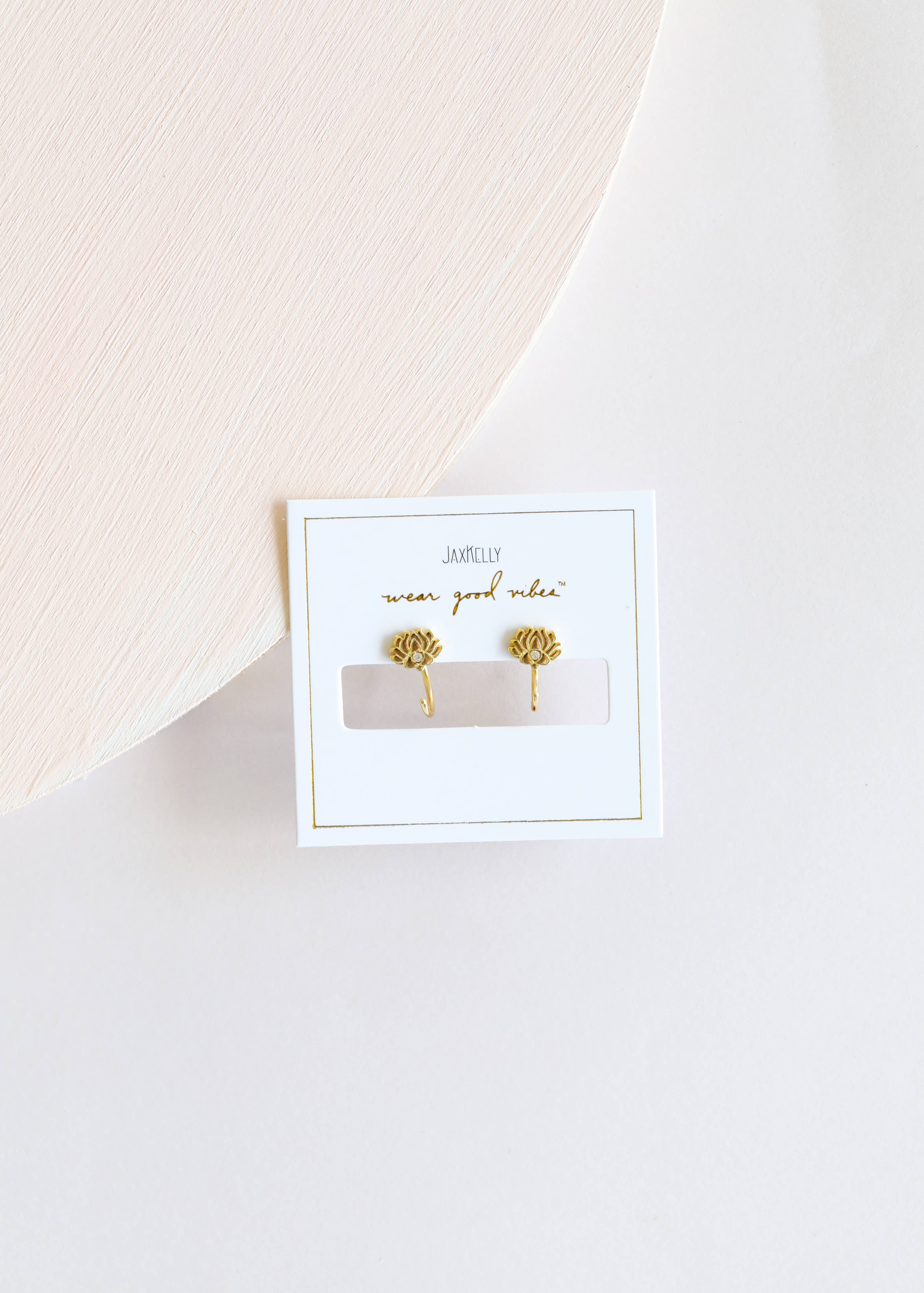 Icon Huggies - Lotus Flower - Gold Earrings